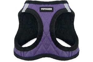 Voyager Step-In Plush Dog Harness – Soft Plush, Step In Vest Harness for Small and Medium Dogs by Best Pet Supplies - Harness (Purple Faux Leather), S (Chest: 14.5 - 16")