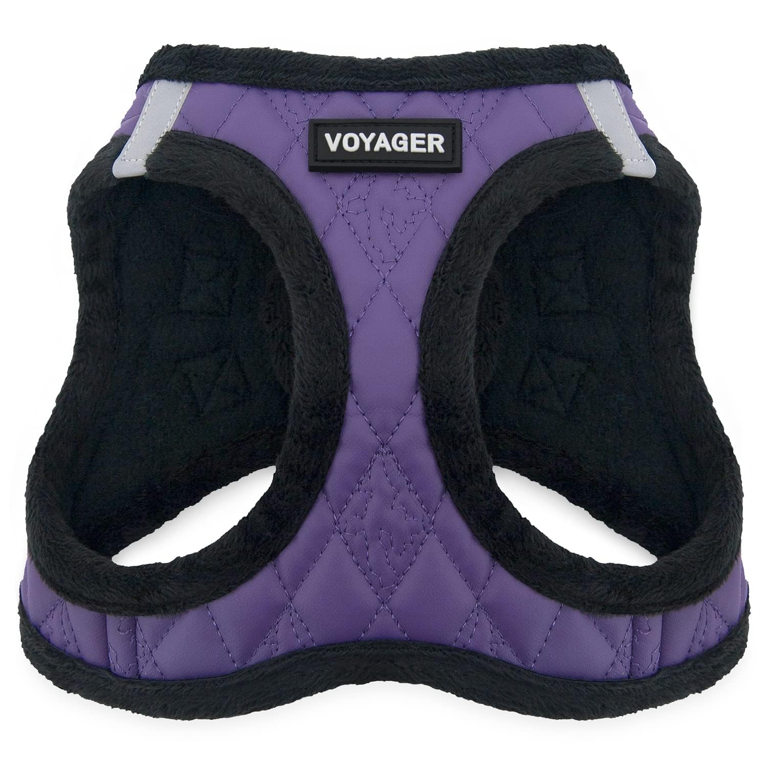 Voyager Step-In Plush Dog Harness by Best Pet Supplies - Step In Vest Harness for Small and Medium Dogs, Soft Plush, Purple Faux Leather, size M - Chest: 16 - 18"