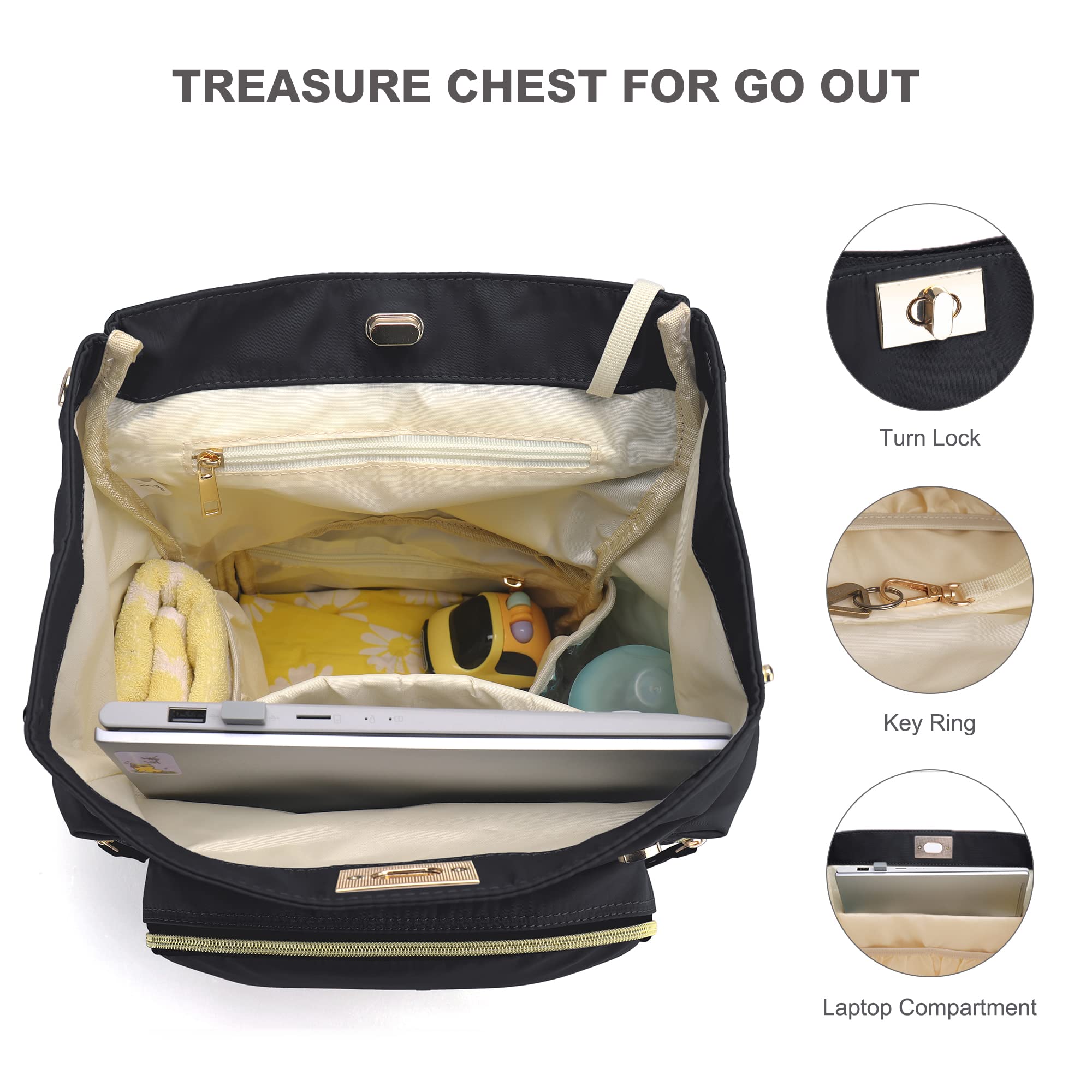 VS VOGSHOW Diaper Bag Backpack: Multifunctional Stylish Travel Baby Bag with Crossbody Strap