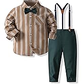 Kimocat Baby Boy Clothes Gentleman Clothing Suit for Newborn Baby Bow Tie Shirt + Suspender Trousers