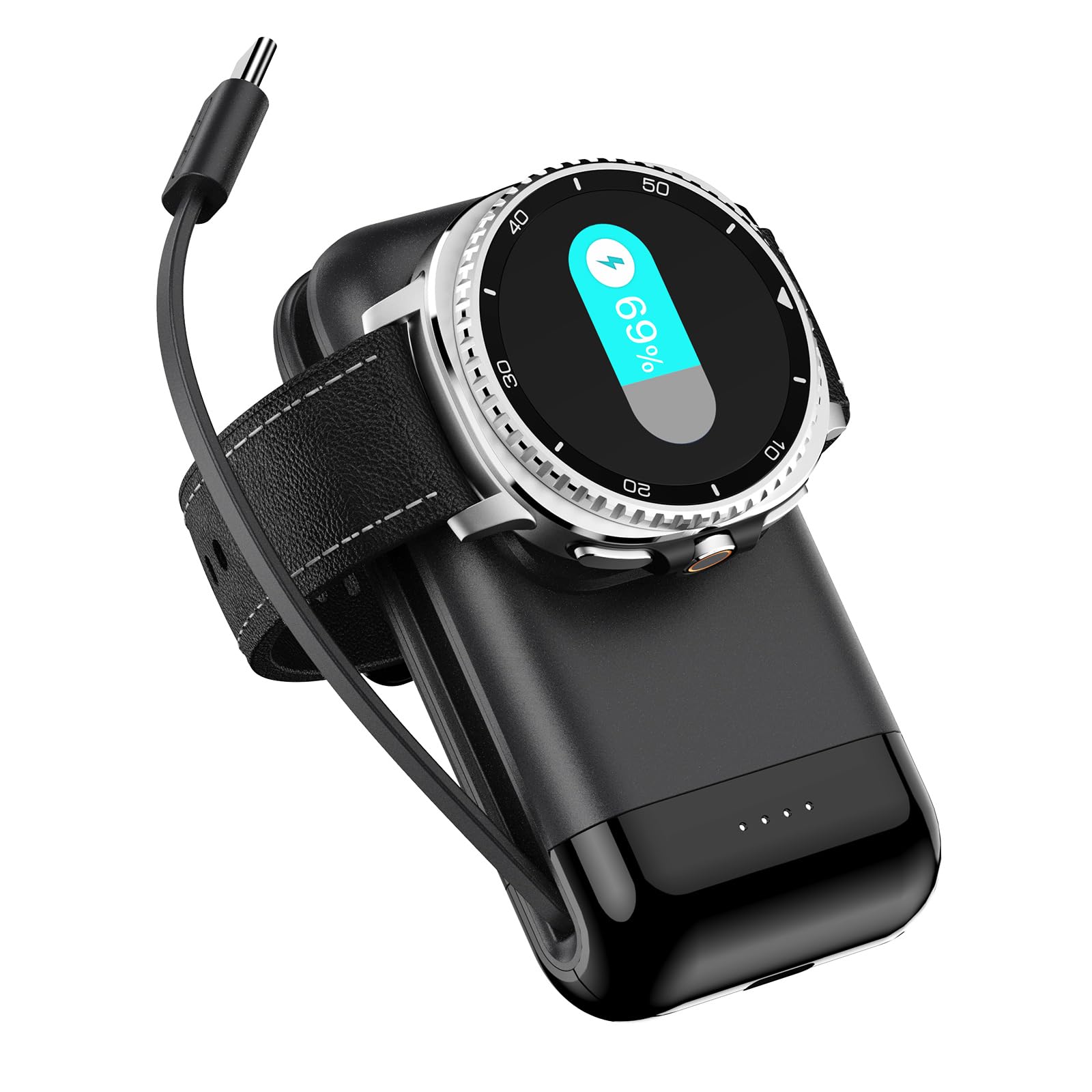 Portable Watch Charger, 6000mAh 2 in 1 Portable Charger for Galaxy Watch 8/8 Classic/7/Ultra/6/6 Classic/5 Pro/5/4/3/Active 2, for Samsung Galaxy S26 Ultra/S26+/S26/Z Fold7/Z Flip7/S25/S24/S23/S22