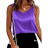 Plilima Womens Satin Tank Tops V Neck Camisole Tops for Women Dressy Casual Blouses Sleeveless Silk Shirts