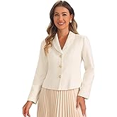 Allegra K Tweed Blazers for Women's Lapel Collar Long Sleeves Blazer Jackets