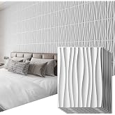 Art3d PVC Wavy Textured 3D Wall Panels, 15.7 x 11.8 Inch, 24-Pack, White | PVC, Waterproof, Featherlight, Scratch Resistant, Perfect for Office, Living Room &amp; Home Decor