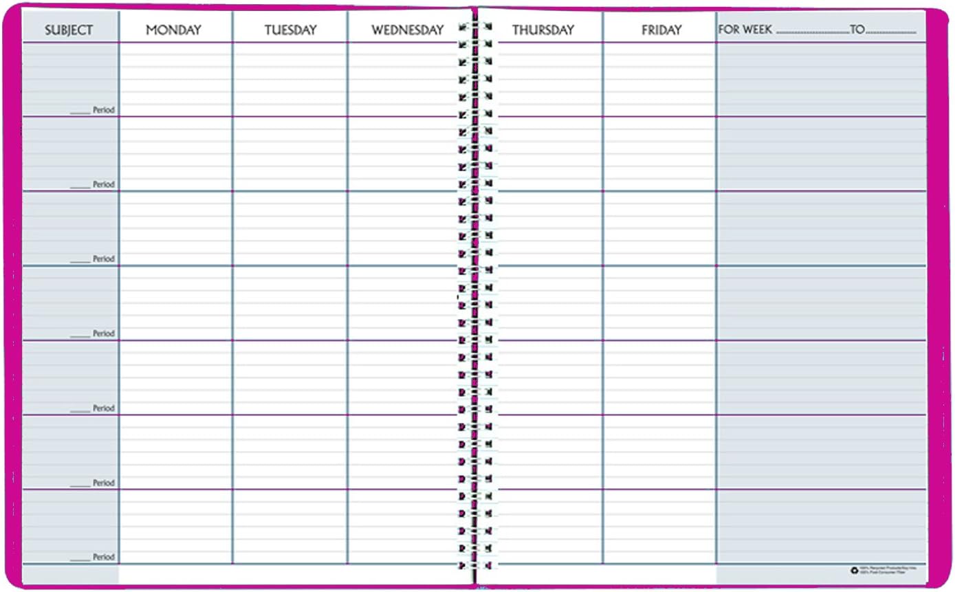 House of Doolittle Teachers Planner, Pink Leatherette Cover, 45 Weeks, 7 Periods, Seating Chart, Records, 8.5 x 11 Inch (HOD50905) : Office Products