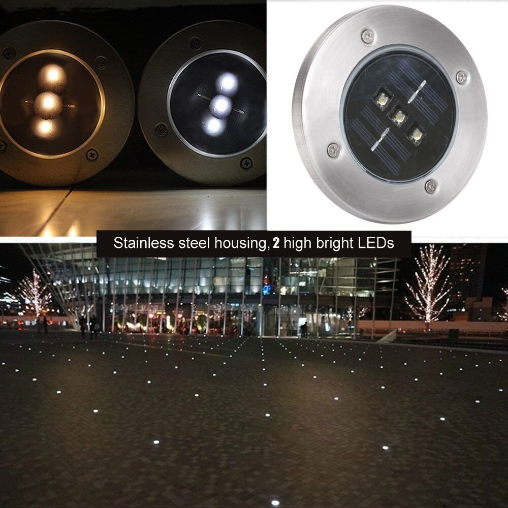 In-Ground Lights 4 Pack Solar Powered Ground Light Outdoor Lights Waterproof LED Solar Path Lights Garden Landscape Lighting forYard,Driveway,Lawn,Pathway (Warm White)