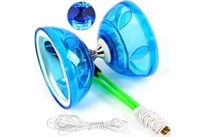 BODY RHYTHM BodyRhythm Five Bearings Chinese Diabolo Yoyo Set with LED, Fiberglass Sticks, Adjustable Strings for All Ages - Best for Fitness and Tricks (Blue)