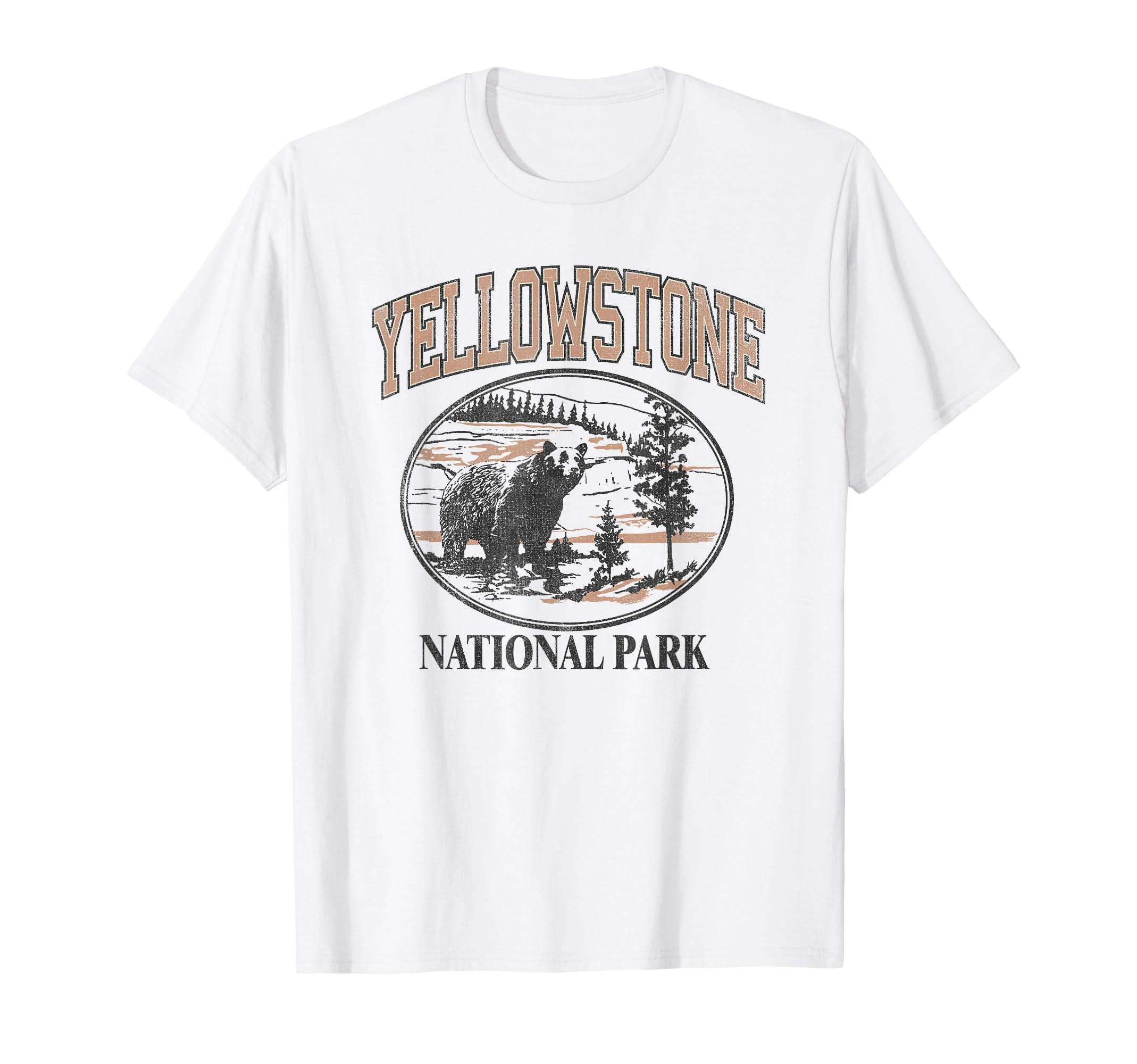 Yellowstone National Park Bear and Stream Circle T-Shirt