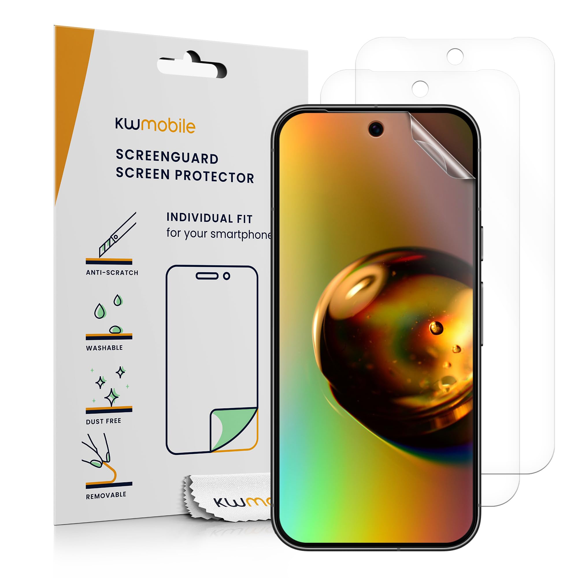kwmobile Screen Protectors Compatible with Google Pixel 9 Screen Protector - 3x Ultra-Clear Transparent Phone Films