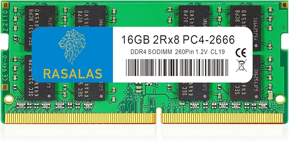Rasalas 16GB DDR4 2666MHz Laptop RAM SODIMM PC4-21300 CL19 1.2V Unbuffered