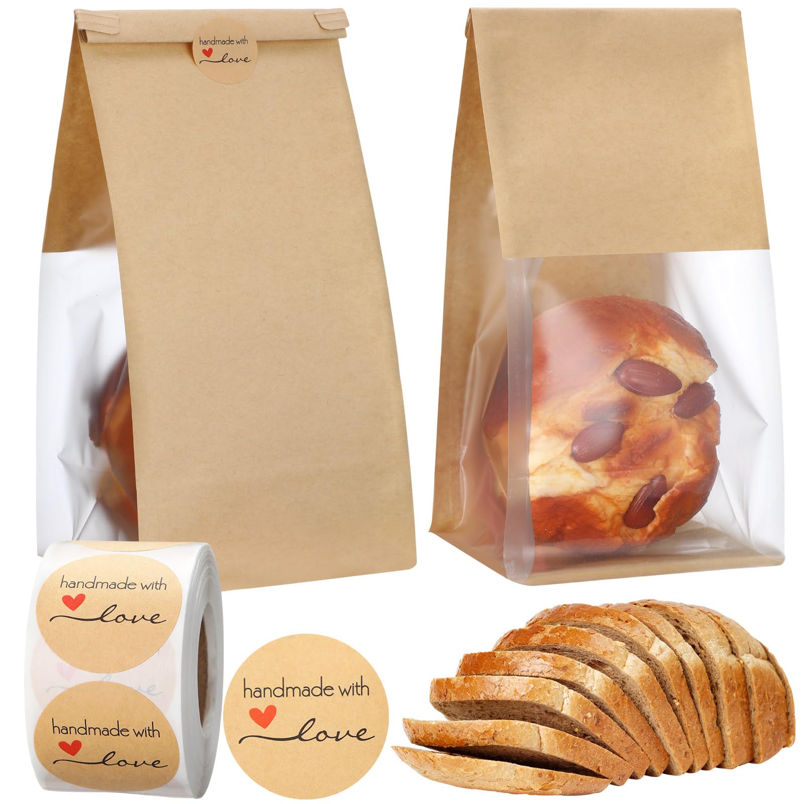 View 1 of **MISSING PARTS**
Fullhawl 250 Pcs Bakery Bags with Window, Kraft Paper Cookie Bags with Tin Tie for Sourdough, Pastry, Homemade Baked Goods, Storage Packaging (9.5 x 3.9 x 3.5 Inch)