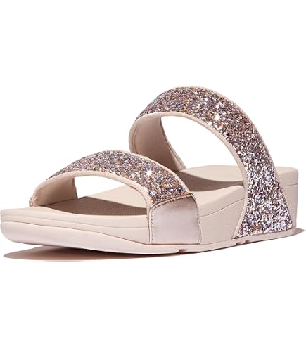 Amazon.com | FitFlop Lulu Glitterball Cross Slides, Color: Silver