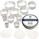 Ultra Cuisine 11 Piece Small Circle Cookie Cutter Set - Graduated Round Cookie Mold Cutter For Donuts & Scones - Heavy-Duty S