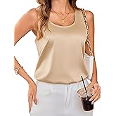 Totatuit Women Silk Satin Tank Tops Dressy Scoop Neck Camisole Sleeveless Blouses Shirts Casual Summer Tank