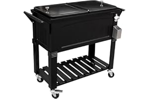 Permasteel 80 Quart Portable Rolling Patio Party Cooler in Antique Black