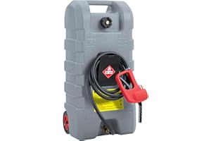 Zstar 15 Gallon Fuel Caddy, Portable Gas Tank with Fluid Transfer Siphon Pump and 10-Foot Long Hose, Diesel Fuel Tank Gasoline Can with Manual Transfer Nozzle, 7.5 L/min, Grey