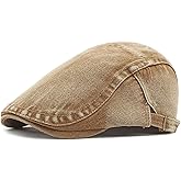 Newsboy Cap for Men Adjustable Flat Ivy Gatsby Cabbie Driving Hat Breathable Denim Cotton Golf Cap