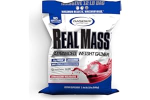Gaspari Nutrition Real Mass Advanced Weight Gainer, Strawberry Milkshake, 12 Pound