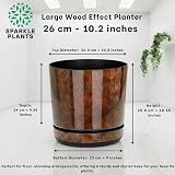 KORAD Wood Large Flower Indoor Plant Pot with Saucer 26 cm 10.2 in view 3