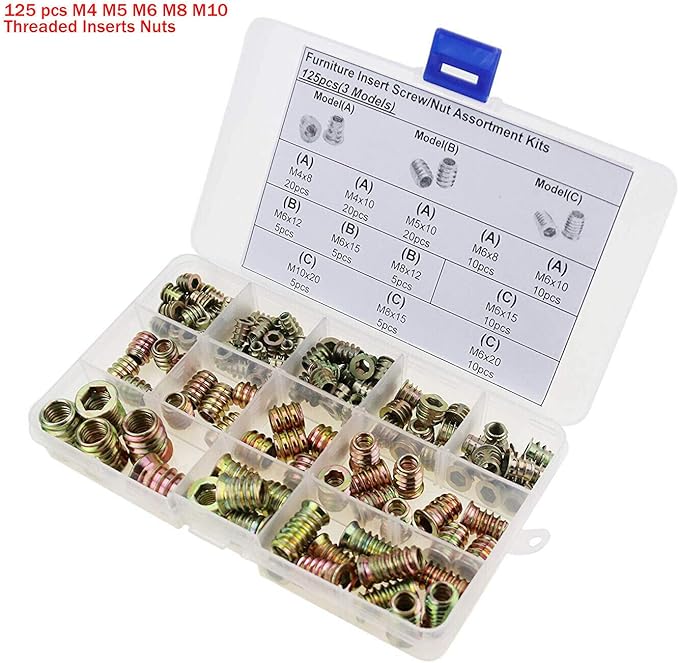 Kit Bulloni E Dadi Esagonali 128 Pezzi - M6, M8, M10 Con Rondelle, Zincati