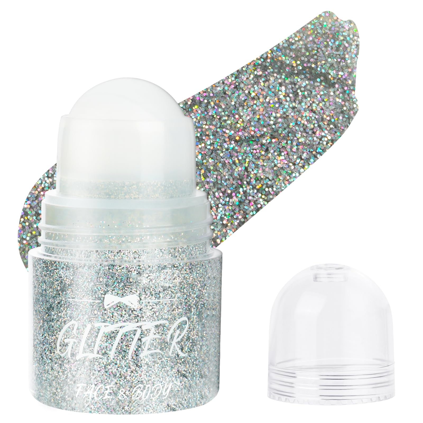 LOPHE Roll-on Body Glitter - Mermaid Sequins Liquid Glitter for Party, Festival & Rave Accessories - Holographic Glitter Gel for Body, Hair & Face - Body Shimmer Halloween Makeup (07# Silver)