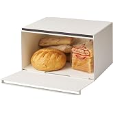 YAMAZAKI Home Tower Bread Box Keeper Holder Container, Metal Bread Holder Saver, Slim Space Saving Counter Storage - Horizontal - Steel