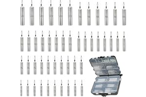 FINOSEAK 48Pcs Drop Shot Weights Kit, Slim Pencil Style Fishing Weights Sinkers Assortment for Casting Bass Fishing, Salty Freshwater Lead Fishing Sinkers with Barrel Swivels and Rig Beads