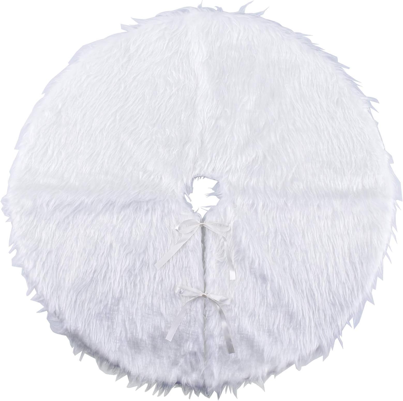 Geboor White Christmas Tree Plush Skirt Base Floor Mat Cover Xmas Decor Merry Christmas Party Decor 31 Inch(78CM)