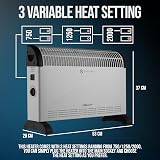 Belaco 2000W Electric Portable Convector Heater 3 Heat Settings White view 5