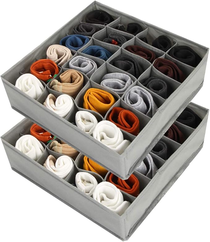 Nowyeh Socks Drawer Organizer Divider, 2 Packs 24 Cells