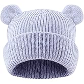 MniJiza Bear Baby Beanie Knitted Baby Winter Hat Infant Toddler Boys Girls Beanie with Cotton Lining