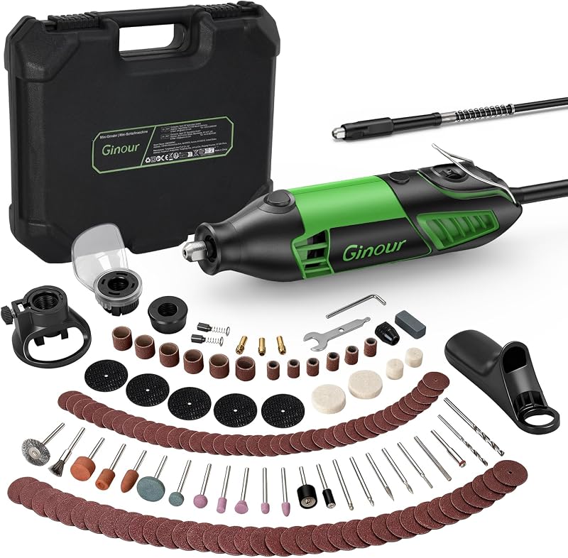 Ginour Rotary Tool Kit 200W 6 Speeds 8000-35000 RPM with Keyless Chuck