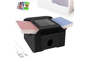 Adehoei Automatic Card Shuffler 1-2 Decks with Auto & Manual Mode, Rechargeable Built-in 2000mAh Battery, Electric Playing Cards Shuffling Machine for Game Card Size Up to 2.5 x 3.6”(Black)