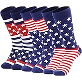 BISOUSOX American Flag Socks Mens Dress Socks 9-12 Funny Crazy Novelty Business Wedding Crew Groomsman President Sock