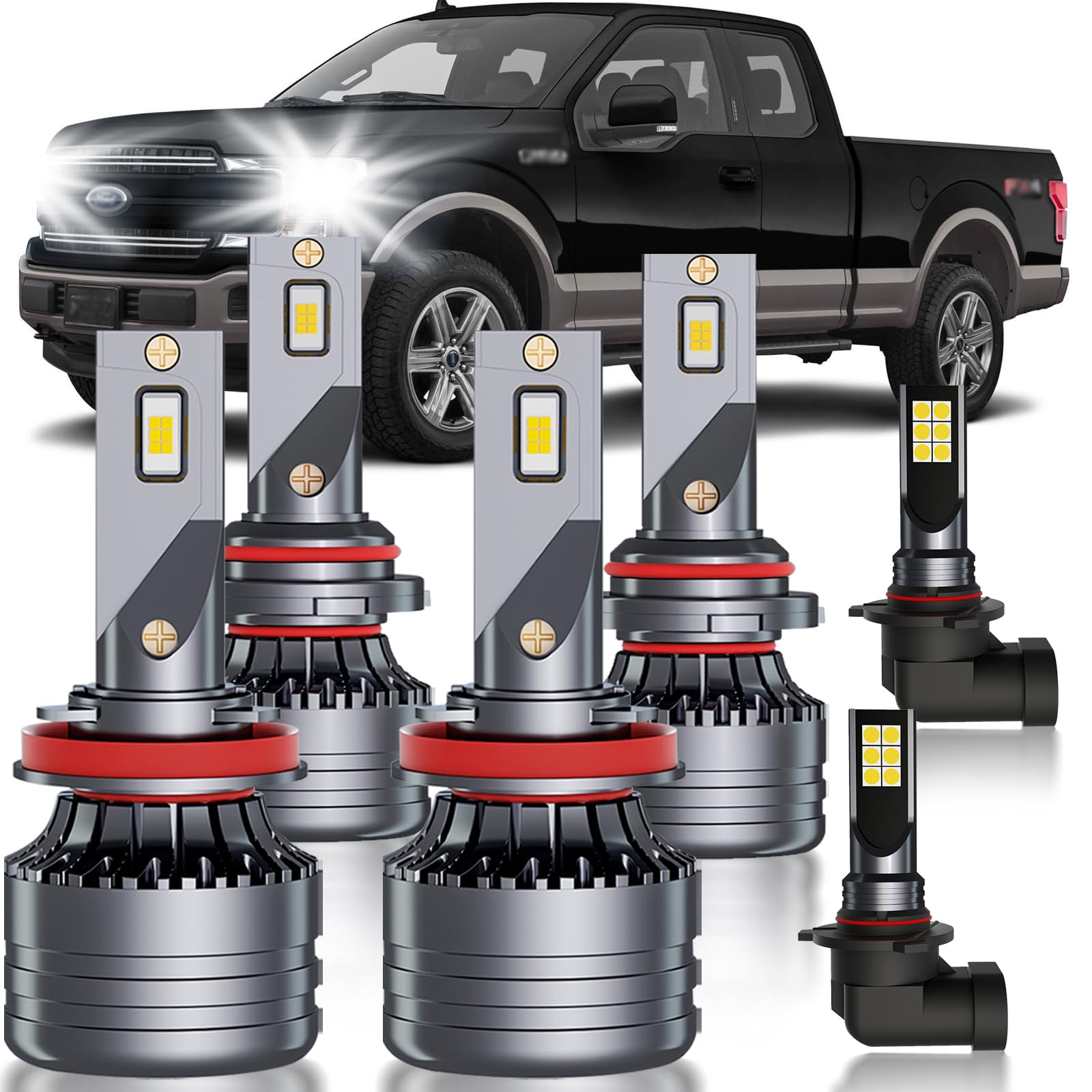 Photo 1 of HUOKEDS for Ford F150 2015-2023 Fog Lights Bulbs Combo, 6pcs Super Bright White Multi Beam and Fog Lights Blubs Package