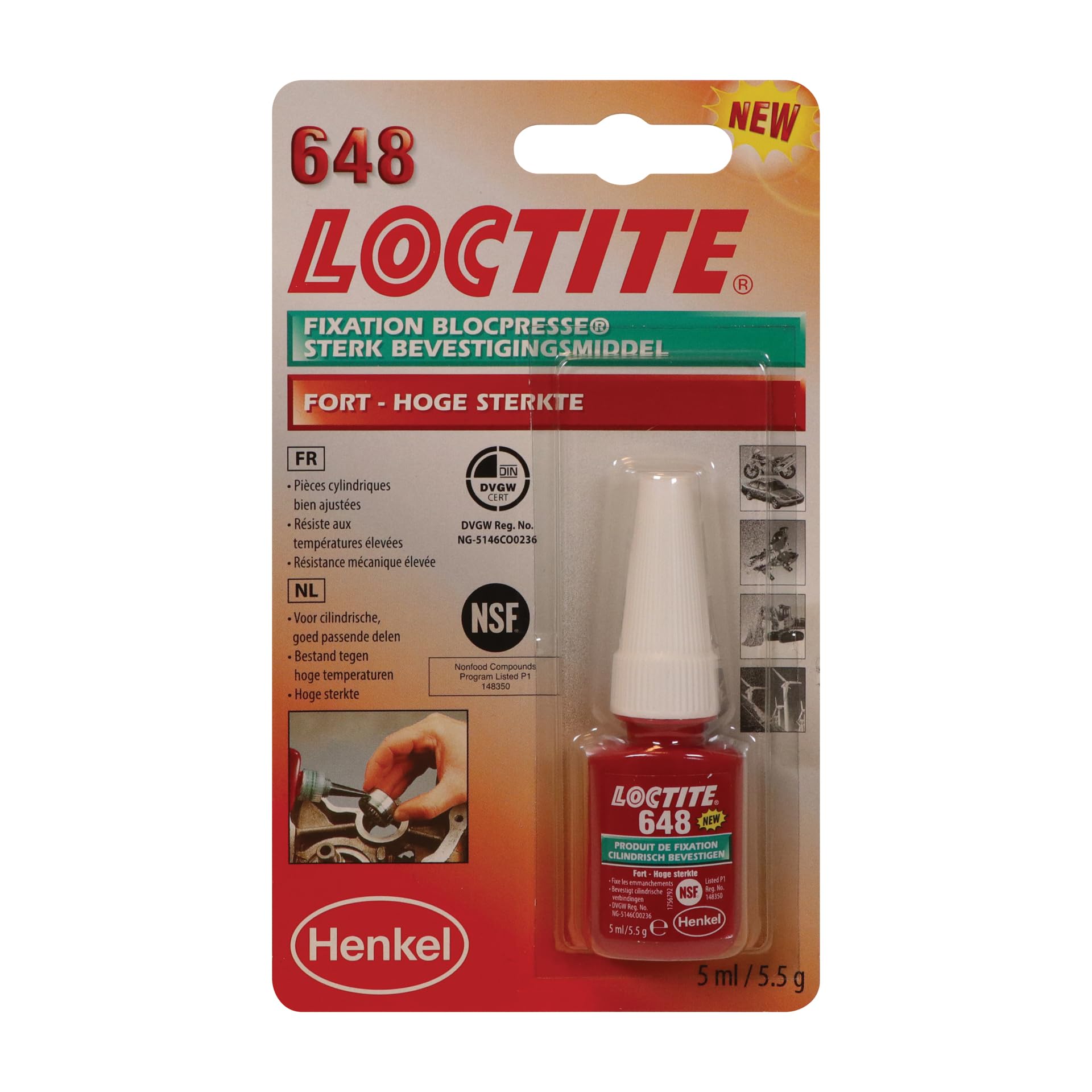 Loctite 1804409 Fixing Press Block product concerned assembled Premium 648, Green, 5 ml