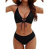 BMJL Women's Mid Waisted Bikini Set V Neck Curvy Bathing Suit Two Piece Supportive Modest Swim Suits 2026
