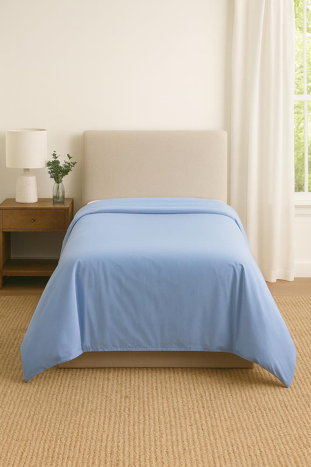COMFORTNIGHTS, Flame Retardant Bed Linen Single Duvet Cover - Envelope End (Blue), certified to BS7175 Ignition Source 5+7, also known as Crib 7 or FR Source 7. — image 1