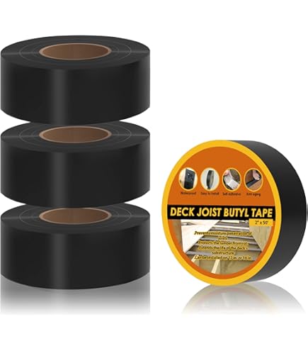 Sourcing Map Deck Joist Tape 5CM X 15.2M, 2 Rolls Butyl Joist Tape For Decking, Deck Joist Flashing Tape For Wood Joists Beams
