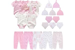 Ecojoy Baby Short Sleeve Jumpsuit Essentials Infant Clothing Set 20-Piece for Boys and Girls