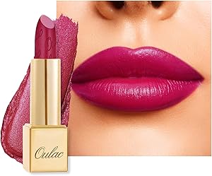 OULAC Lippenstift Metallic Glanz Finish, Magenta-Rosa Langanhaltender Glitzer Lippenstifte, Feuchtigkeit und Glanz für die Lippen, Intensive Farbe Feine Textur, Vegan, 4.3g (GM15) She's A Lover
