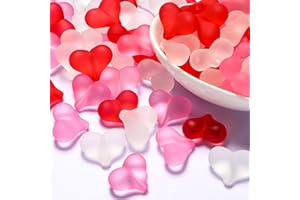Suzile 100 PCS Valentine's Day Acrylic Heart Beads 22mm Heart Beads Matte Colorful Glass Beads for Hair Bracelet Necklace Jewelry Key Chains Making DIY Crafts Birthday Gifts(Frosted Color)