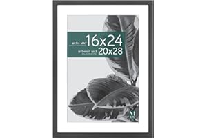 MCS Studio Gallery 20x28 Poster Frame, Display Pictures 16x24 With Mat or 20x28 Without Mat, Vertical & Horizontal Wall Hangi