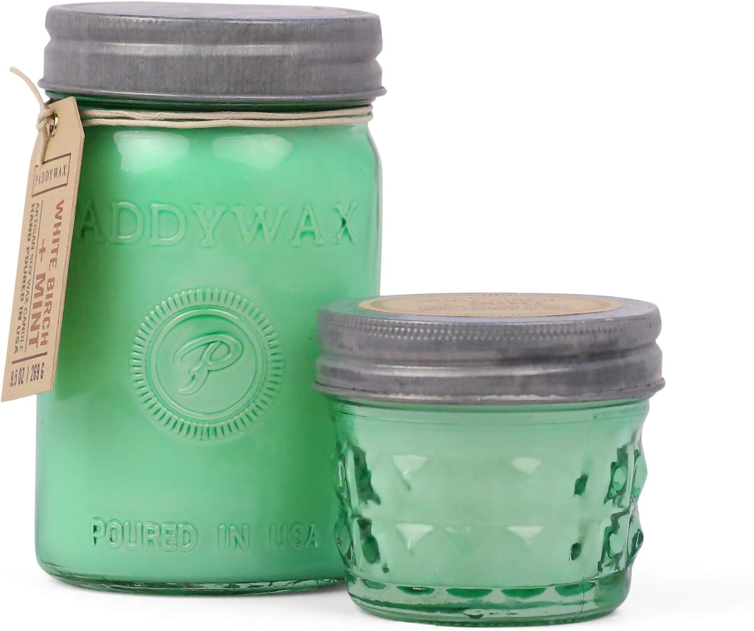 Paddywax Candles Relish Collection Soy Wax Blend Candle in Mason Jar Candle, Medium- 9.5 Ounce, White Birch + Mint: Home & Kitchen