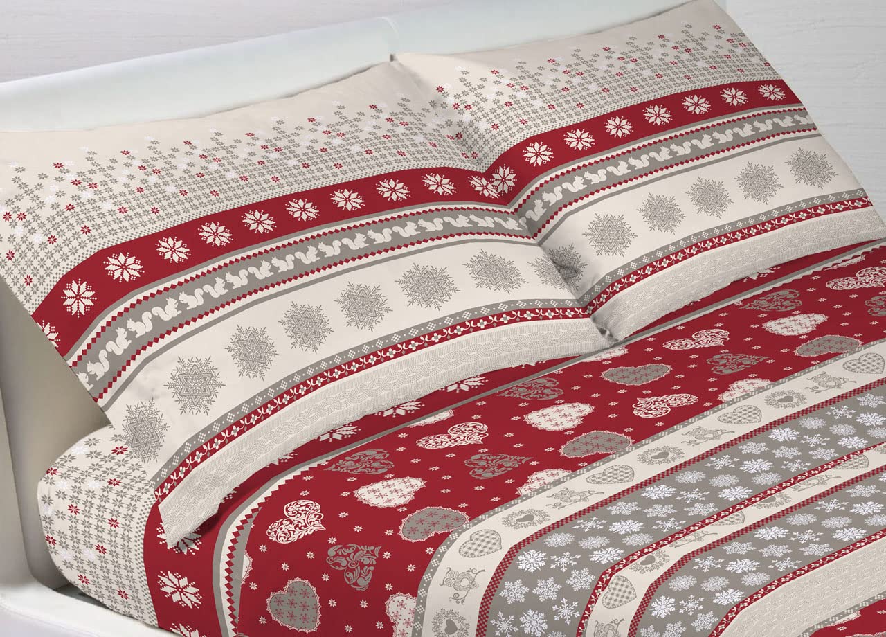 BIANCHERIAWEB WEB LINEN 100% Cotton Bedding Set, French Bed Sheets, Corvara Pattern