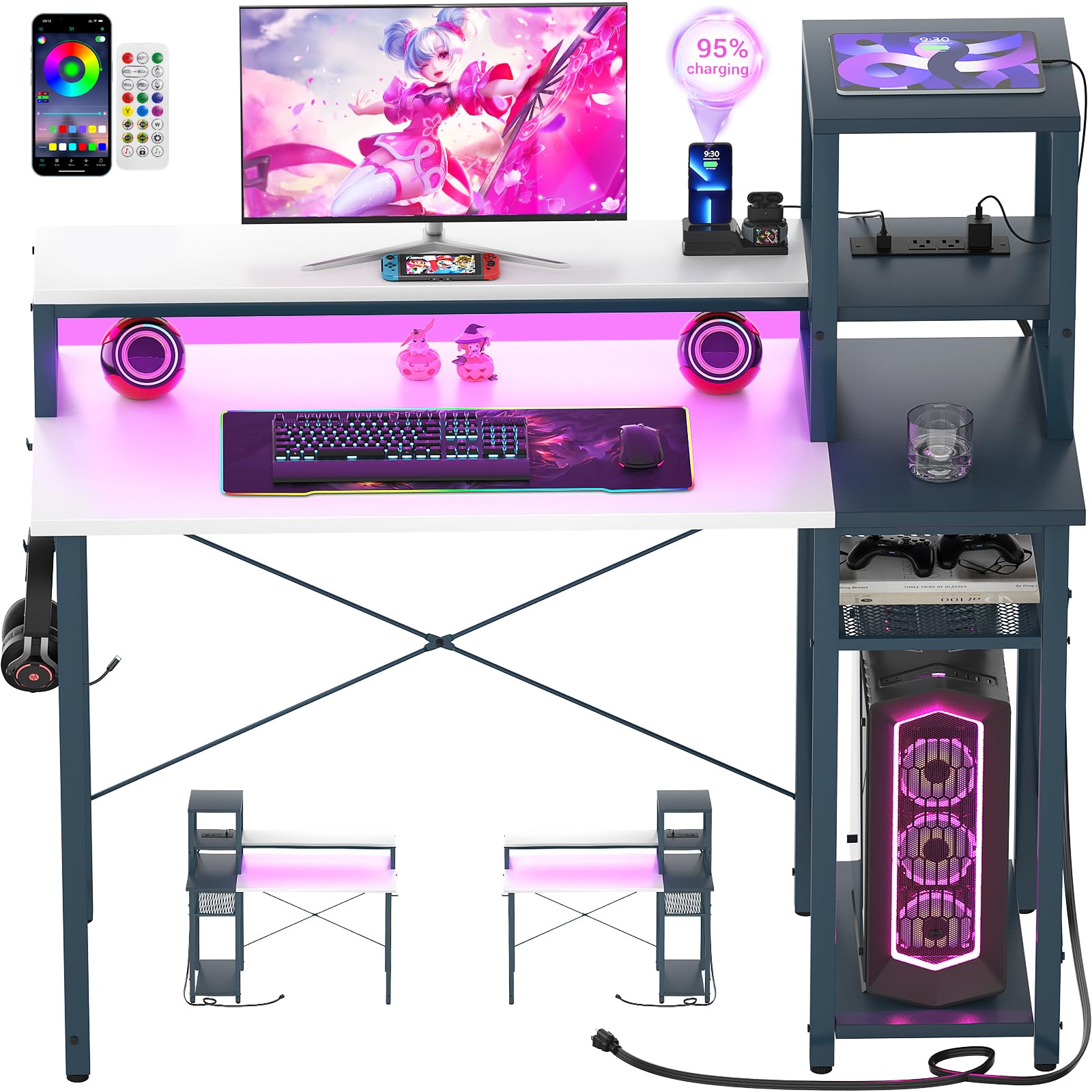 Mua Armocity 2024 Upgrade Gaming Desk with LED Lights, Computer Desk ...