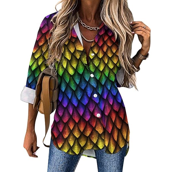 Long Sleeve Button Down Shirts for Women, Library Vintage