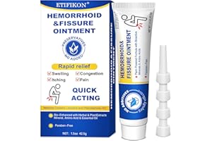ETIFIKON Hemorrhoid & Fissure Ointment – 42g Hemorrhoid Treatment 4% Lidocaine and Phenylephrine HCI for Fast Treatment of External and Internal Hemorrhoids, Relieving Pain, Swelling, Discomfort & Itching