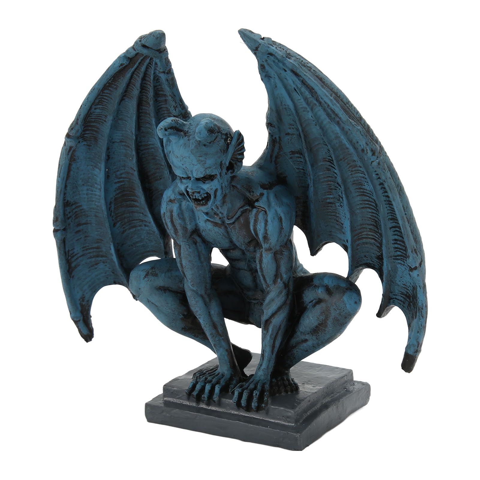 Cyrank Gargoyle Statue, Winged Gargoyle Sculpture Figurine Garden Statue Resin Angel Sculpture Garden Decor Ornament for Home Patio Yard Lawn Decorations Blue