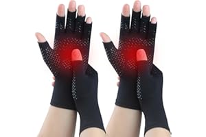 Kecartu 2 Pairs Compression Gloves for Rheumatoid Arthritis, Osteoarthritis, Carpal Tunnel Pain, Fingerless Arthritis Hand Gloves for Women Men Support Work&Computer Typing (Pure Black,Medium)